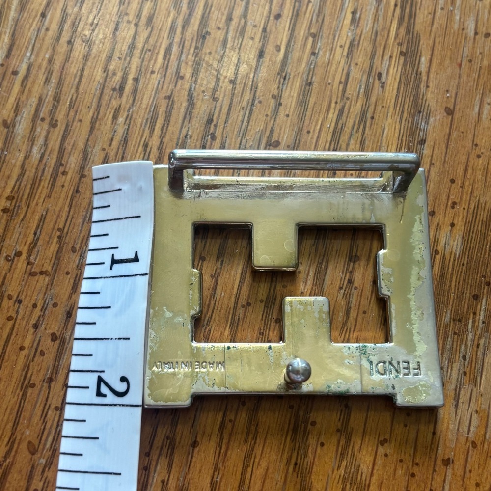 Fendi FF Zucca Logo Belt Buckle ONLY Silver Black Made in Italy - Picture 7 of 10